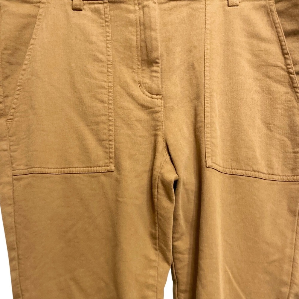 Eileen Fisher Womens Ochre Brown Stretch Cotton Utility Straight Leg Pants 10 - Picture 2 of 5